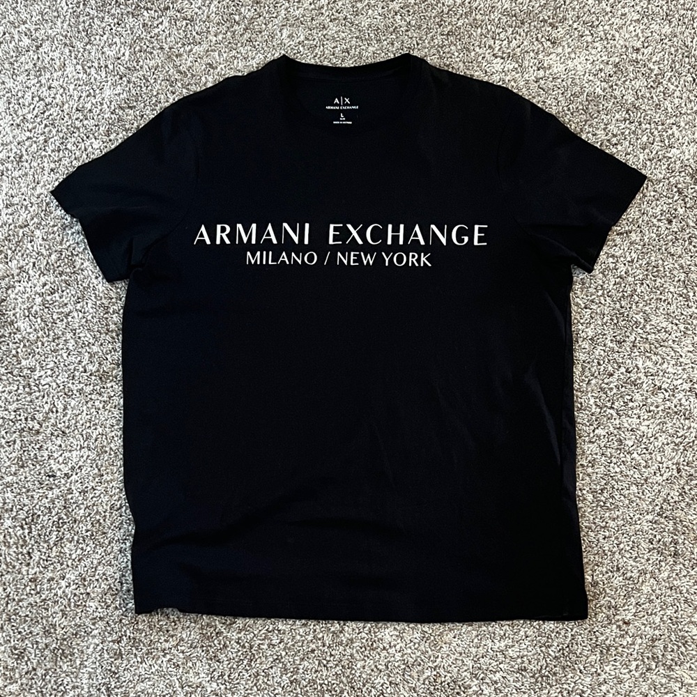 Armani Exchange Black Tee with White Logo